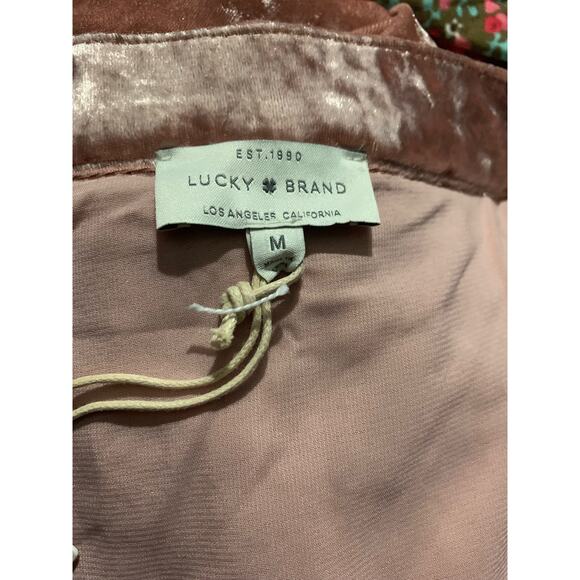 Lucky Brand boho crushed velvet cold shoulder embroidered dress size M - Picture 10 of 10